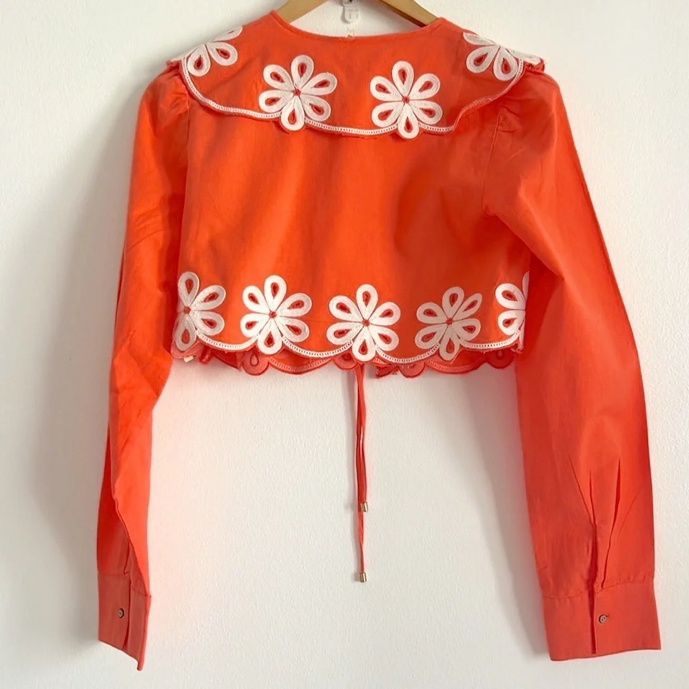 Free People Amina Coord Matching Set Embroidered Tie Front NWT